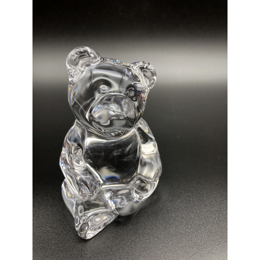 24% Lead Crystal Clear Bear Figurine‎ Paperweight Sitting Princess House A137